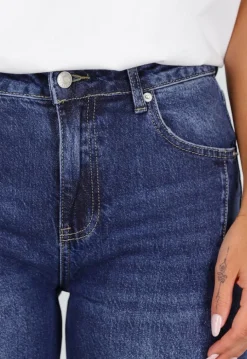 Blauwe Denim Tall Barrel Jeans met Hoge Taille en Lange Pijpen
