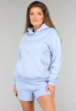 Blauwe Fleece Lounge Set met Short