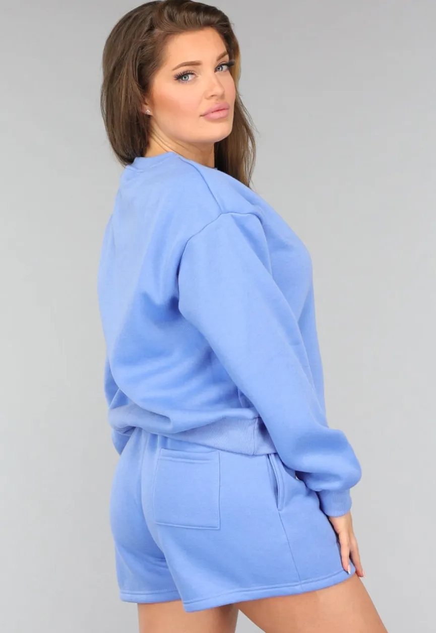Blauwe Fleece Two Piece met Short