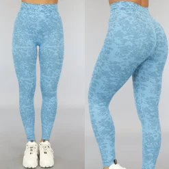 Blauwe Gemêleerde Squat Proof Sportlegging