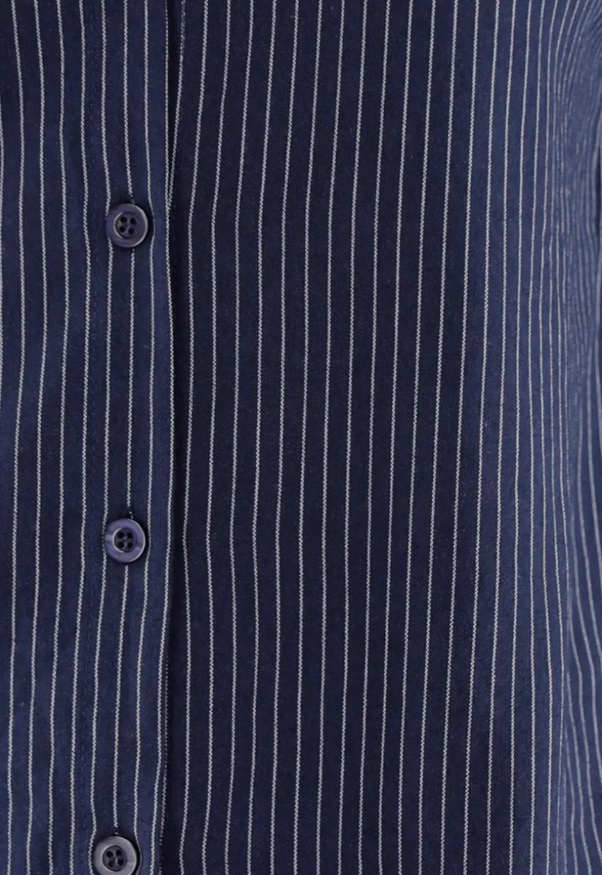 Blauwe Gestreepte Blouse met St. Tropez Borduursel Achterop
