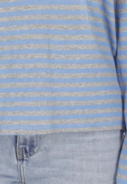 Blauwe Gestreepte Polo Longsleeve met Stretch