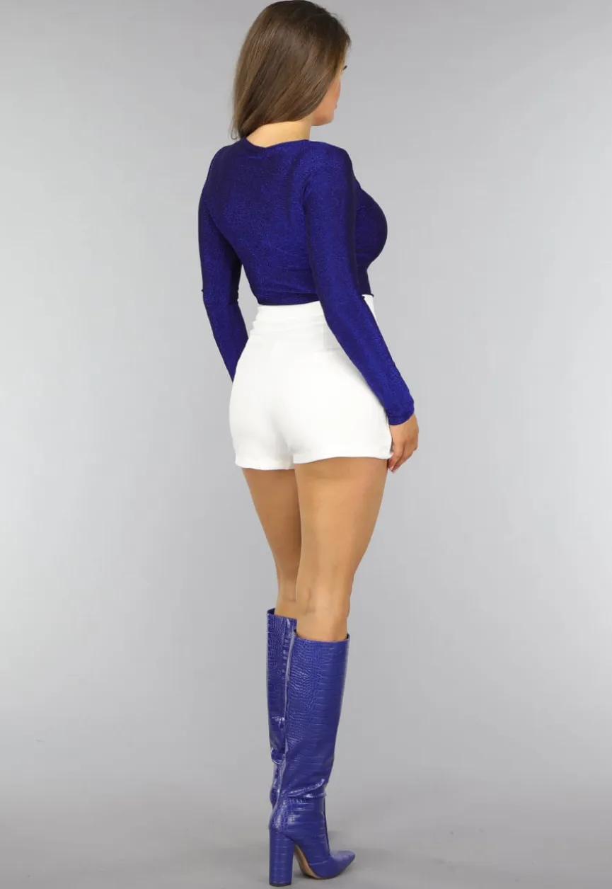 Blauwe Glitter Body met Cutout