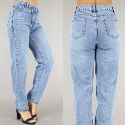 Blauwe Jeans met Schuine Sluiting