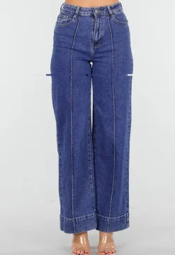 Blauwe Jeans met Stretch en Rechte Pijpen