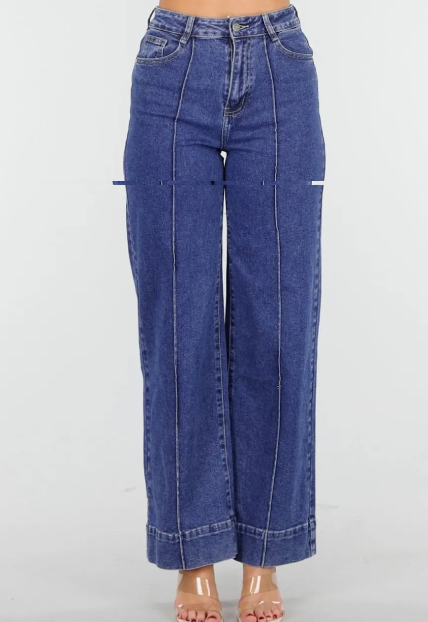 Blauwe Jeans met Stretch en Rechte Pijpen