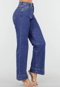 Blauwe Jeans met Stretch en Rechte Pijpen
