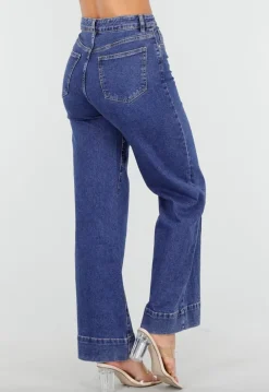 Blauwe Jeans met Stretch en Rechte Pijpen