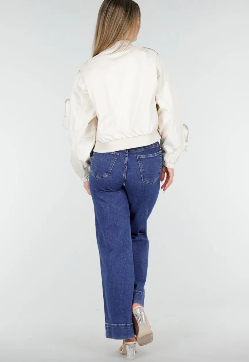 Blauwe Jeans met Stretch en Rechte Pijpen