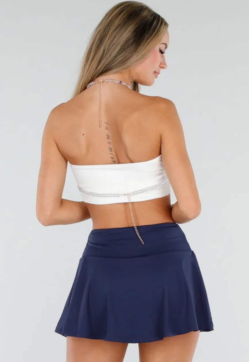 Blauwe Kralen Bodychain met Parels, Schelpen en Vlinders