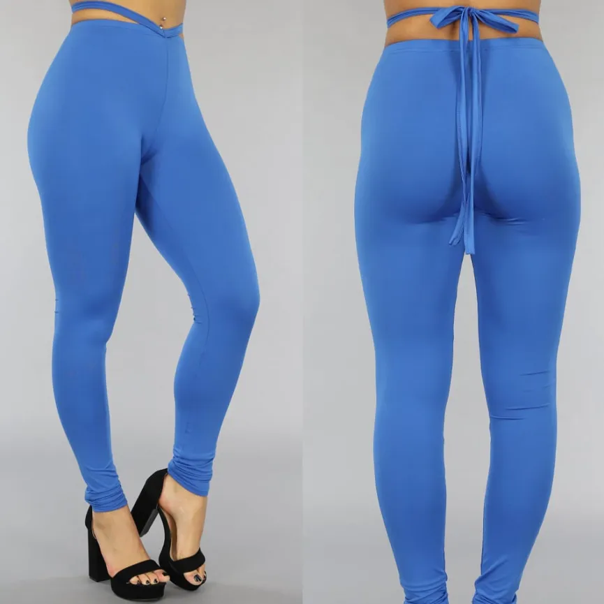 Blauwe Legging met Straps