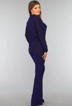 Blauwe Longsleeve Blouse met Shimmer