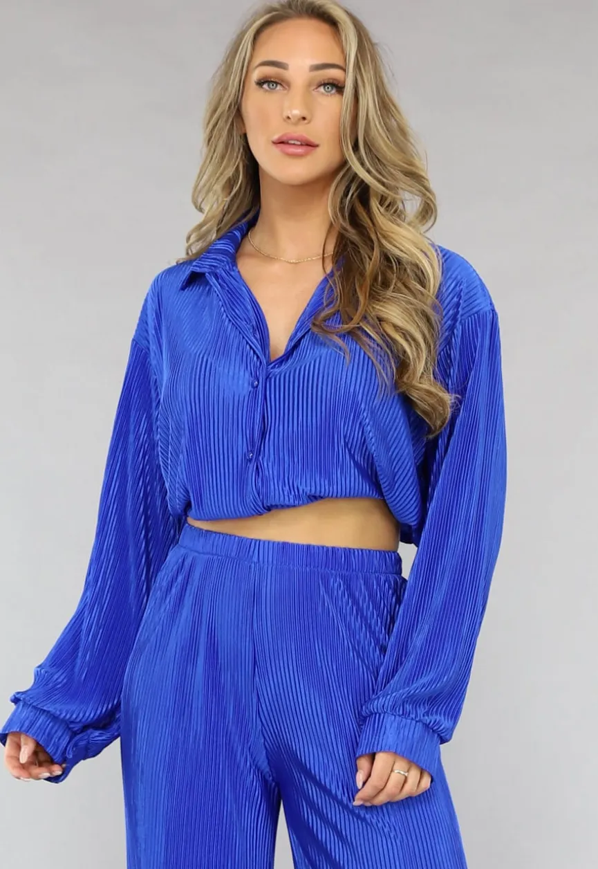 Blauwe Rib Co Ord Set