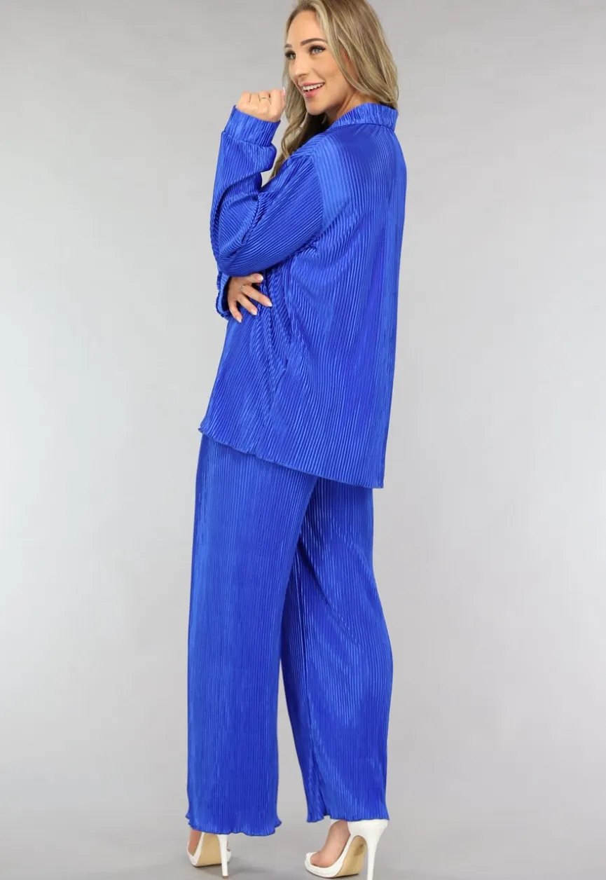 Blauwe Rib Co Ord Set