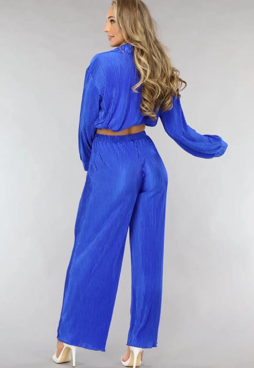 Blauwe Rib Co Ord Set