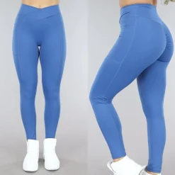 Blauwe Sportlegging met Scrunch en Zakken