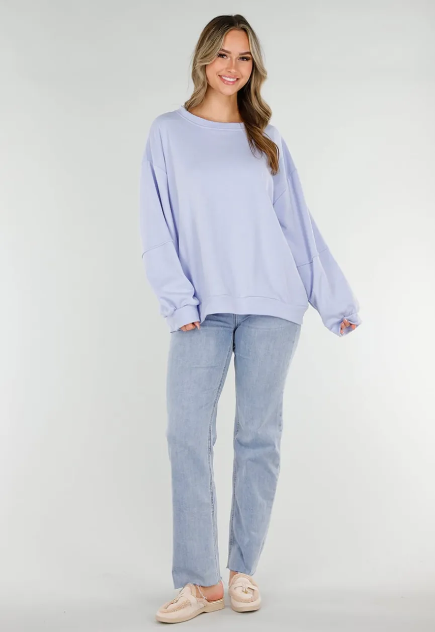 Blauwe Sweater met Good Vibes Print op Rug