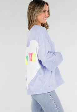Blauwe Sweater met Good Vibes Print op Rug