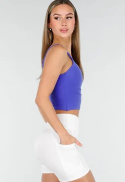 Blauwe Top met Spaghettibandjes en Pads