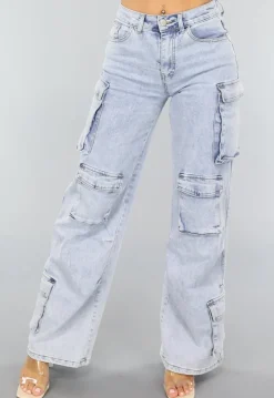 Blauwe Wide Leg Carpenter Broek