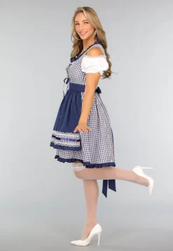Blauw Geruit Off Shoulder Oktoberfest Jurkje