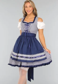Blauw Geruit Off Shoulder Oktoberfest Jurkje