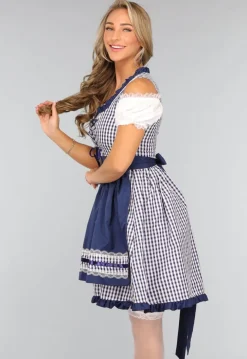 Blauw Geruit Off Shoulder Oktoberfest Jurkje