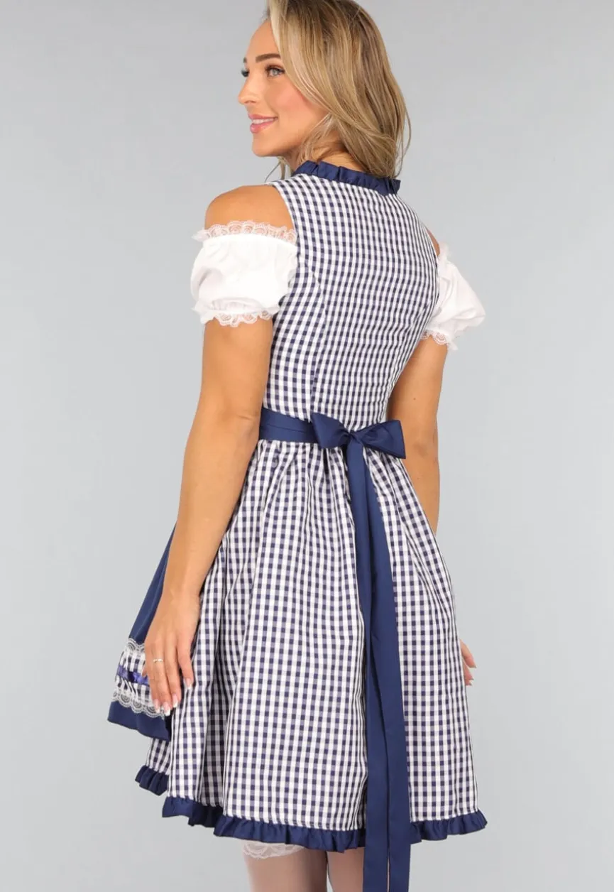 Blauw Geruit Off Shoulder Oktoberfest Jurkje
