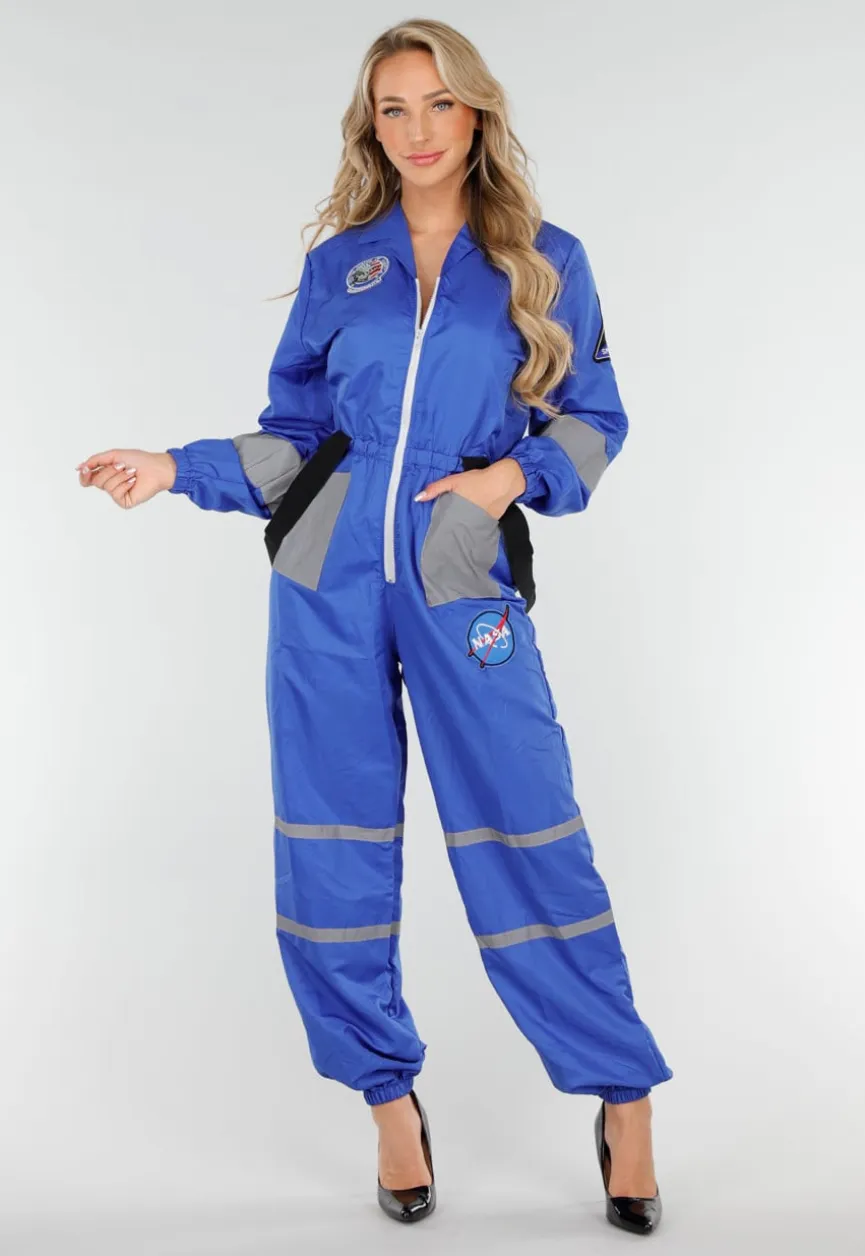 Blauw NASA Astronaut Kostuum met Patches en Reflecterende Strepen