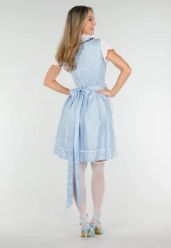 Blauw Oktoberfest Jurkje met Wit Kant en Vetersluiting