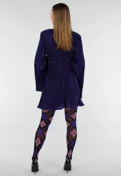 Blauw Roze Panty met Argyle Print