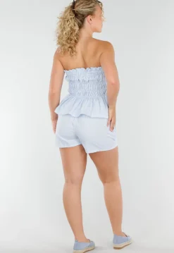 Blauw-Wit Gestreepte 2-Piece Set met Bandeautop