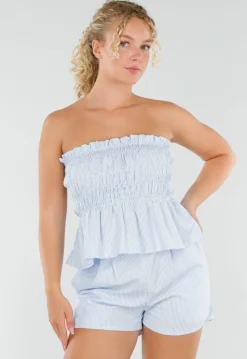 Blauw-Wit Gestreepte 2-Piece Set met Bandeautop