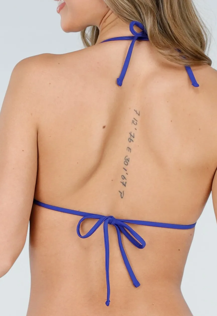 Blauw Witte Gehaakte Triangel Bikinitop