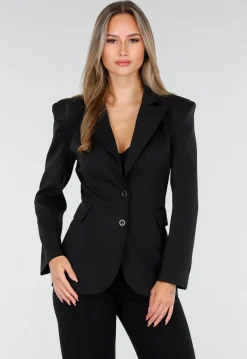 Blazer in Zwart met Strass en Schoudervulling