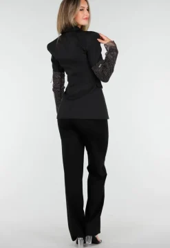 Blazer in Zwart met Strass en Schoudervulling