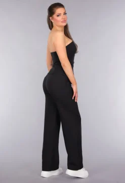 Blazer Suit met Strapless Top en Pantalon in Zwart