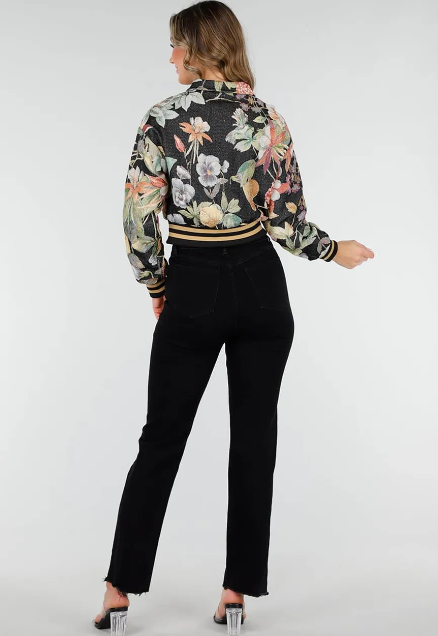 Bloemenprint Cropped Bomber Jack