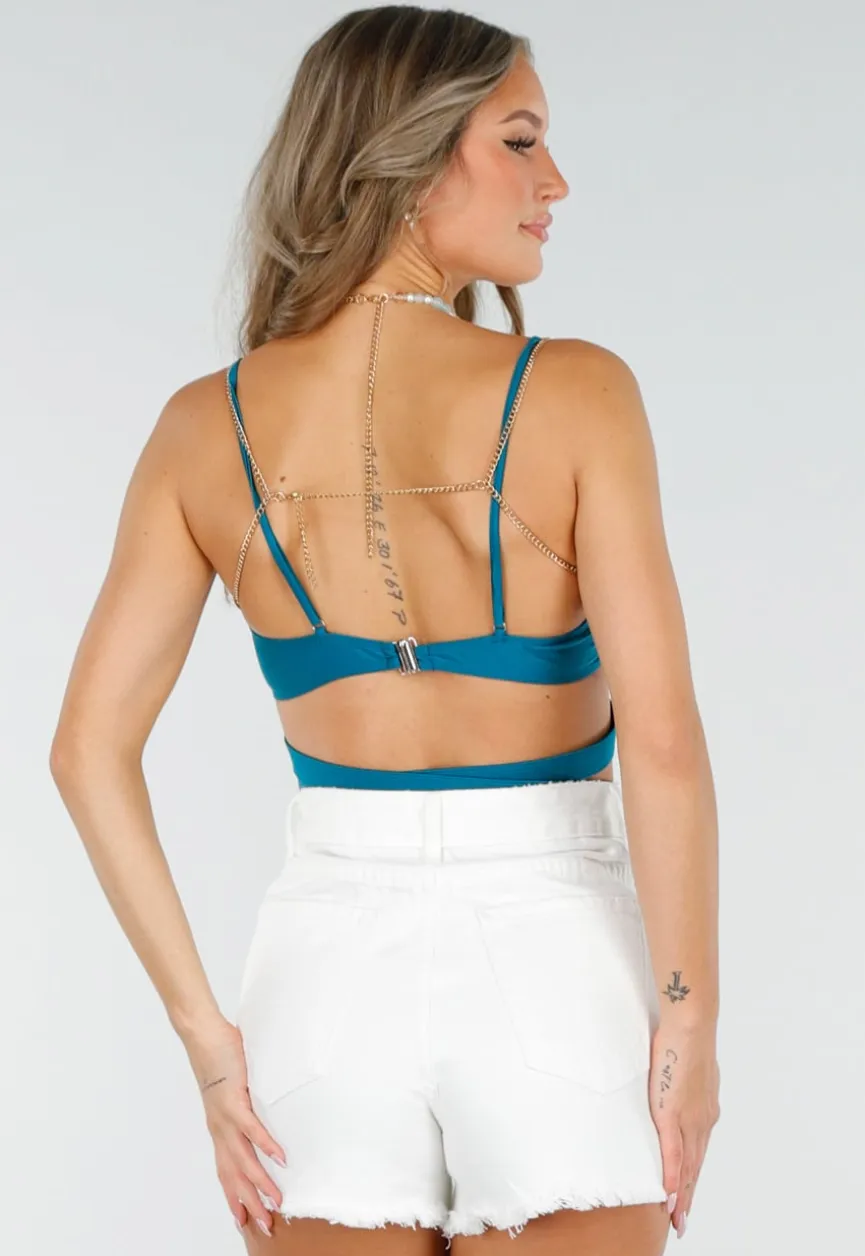 Bodychain met Mintgroene en Turquoise Kralen