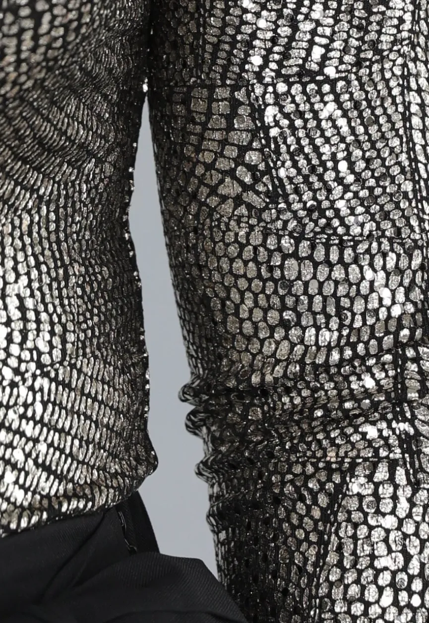 Bodysuit met Hoge Hals en Gouden Print