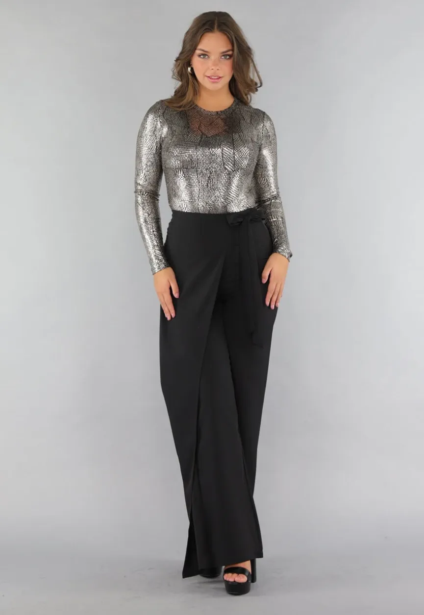 Bodysuit met Hoge Hals en Gouden Print