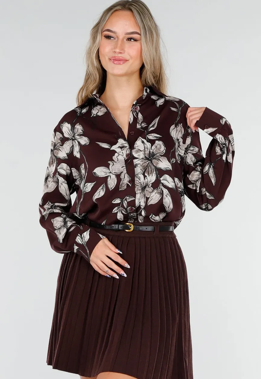 Bordeaux Blouse met Bloemenprint
