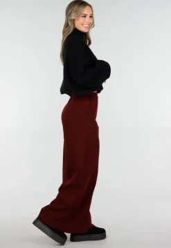 Bordeaux Fleece Lounge Broek met Wijde Pijpen