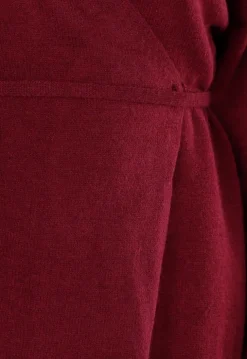 Bordeaux Gebreide Set met Overslag Top en Wijde Broek