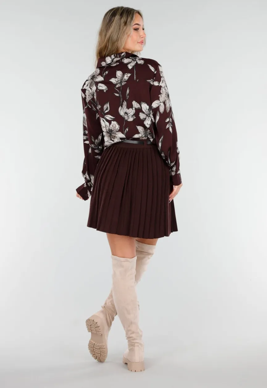 Bordeaux Plissérok met Riem