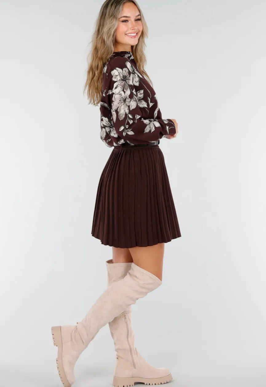 Bordeaux Plissérok met Riem