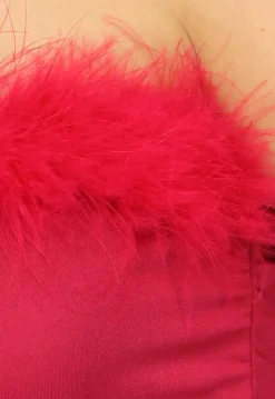 Bordeaux Rode Crop Top met Fluff