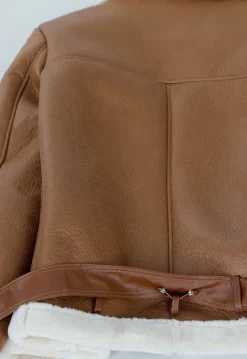 Bordeaux Rode Imitatie Leren Biker Jas met Faux Fur