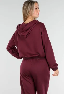 Bordeauxrode Jogging Set met Vest en Wijde Broek