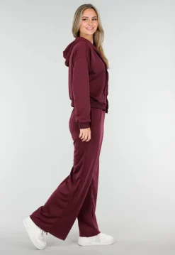 Bordeauxrode Jogging Set met Vest en Wijde Broek
